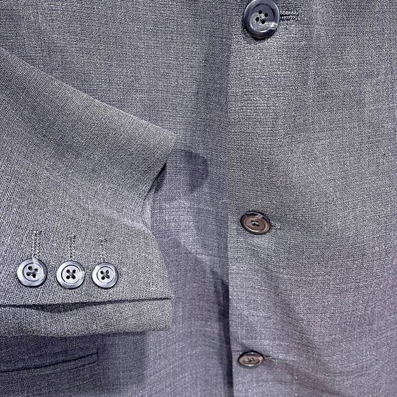 Jhane Barnes Vintage Wool Hopsack Suit Gray 3 Button Mens 42L 36W Pleated Pants - Picture 4 of 13